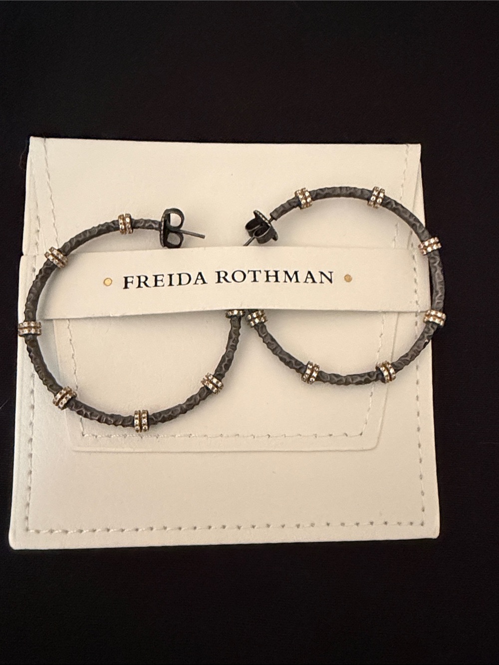 FREIDA ROTHMAN Gold-Accented Gray Braided Hoop Earrings